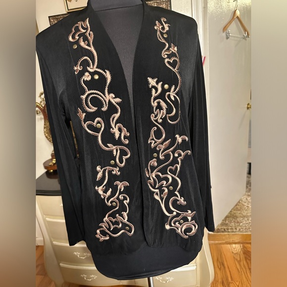 CHICO’S TRAVELERS WOMEN BEAUTIFUL 😍 EMBROIDERED OPEN FRONT CARDIGAN STRETCHY - Picture 6 of 16